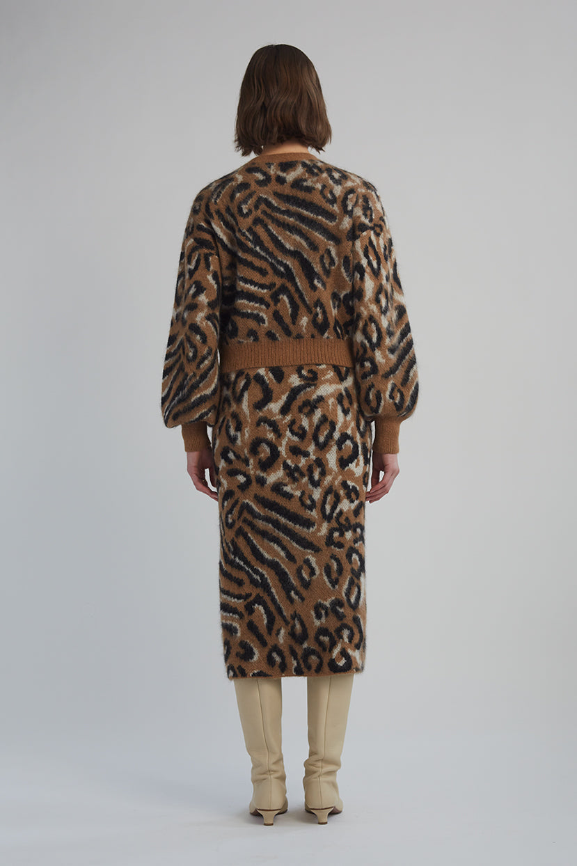 Eleven Six Aviana Cardi in Camel, Black & Ivory