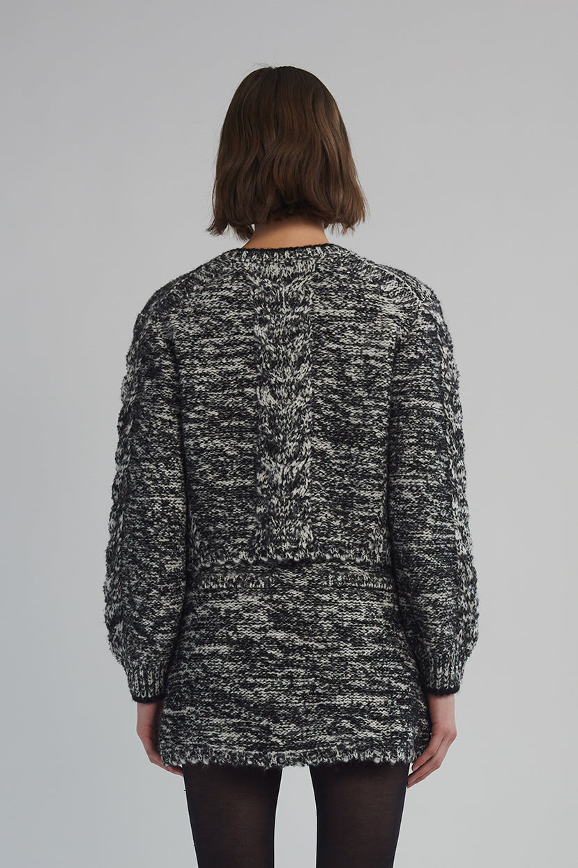 Eleven Six Skylar Cardi in Black & Ivory Tweed
