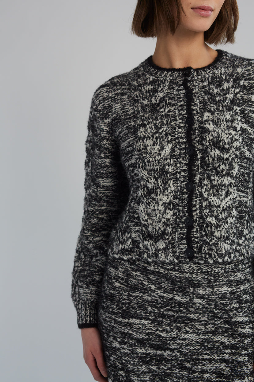 Eleven Six Skylar Cardi in Black & Ivory Tweed