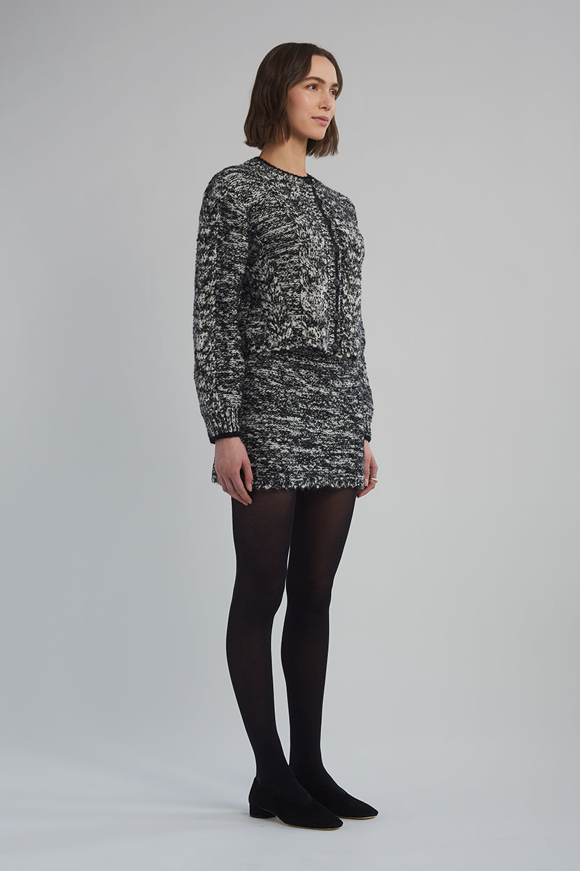 Eleven Six Skylar Cardi in Black & Ivory Tweed