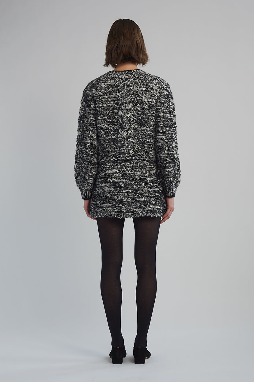 Eleven Six Skylar Cardi in Black & Ivory Tweed