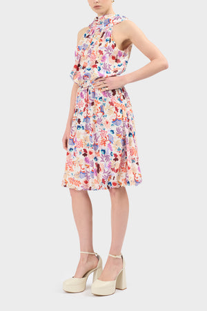 Avalon Silk Print Dress-Multi Color