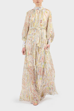 Magnolia Winter Paisely Print Maxi Gown