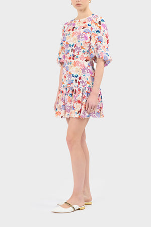 Annika Silk Print Dress-Multi Color