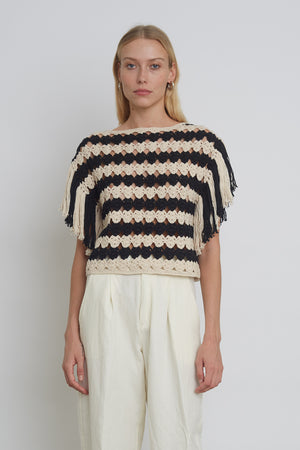 Ever Stripe Top - Ivory/Black Stripe