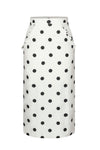 MILA PENCIL SKIRT - White w black dots