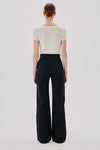 High Waisted Denim Trouser - Over Dye Black