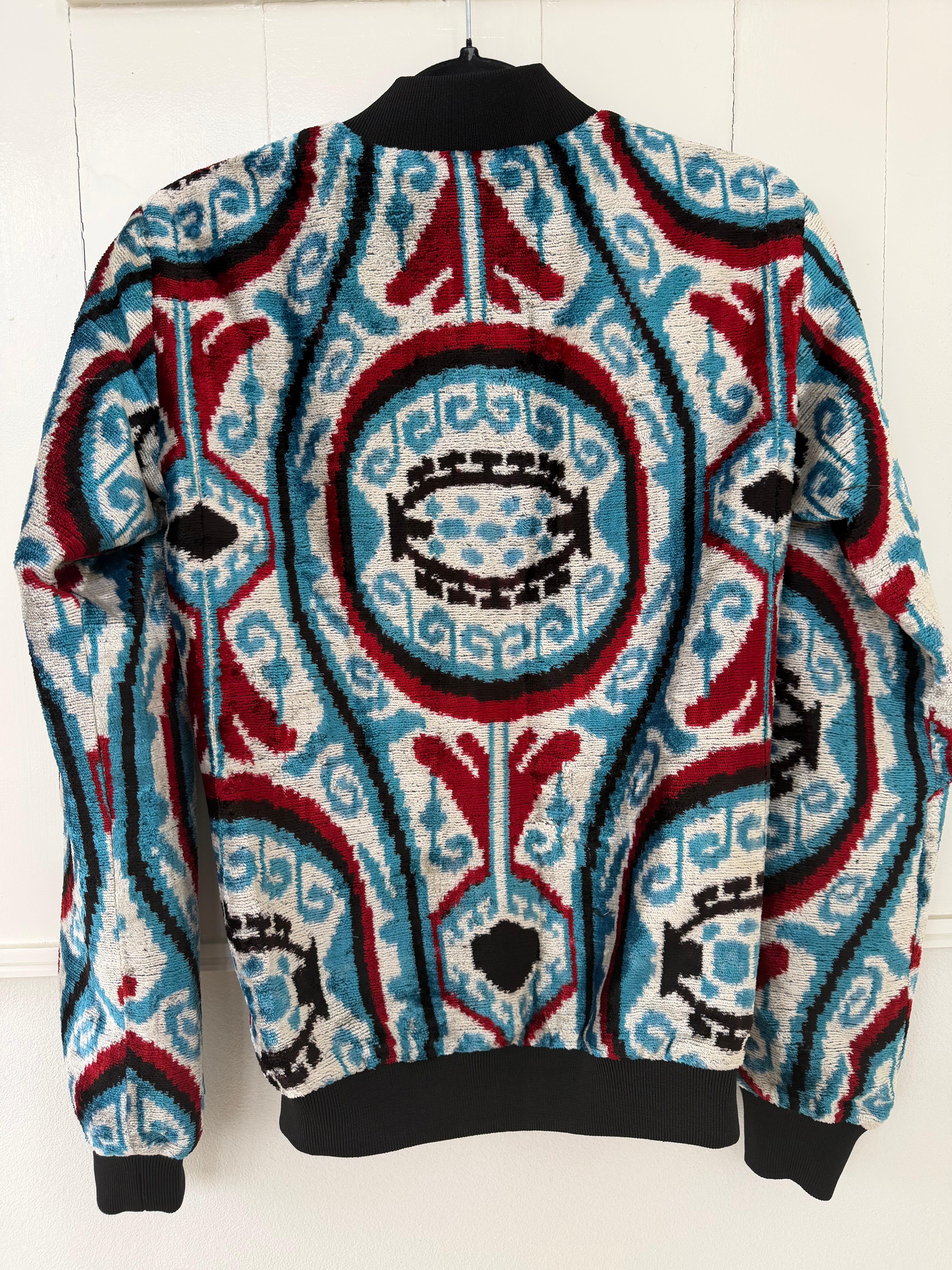 Lightweight Sarah "carpet jacket" red, turquoise & ivory