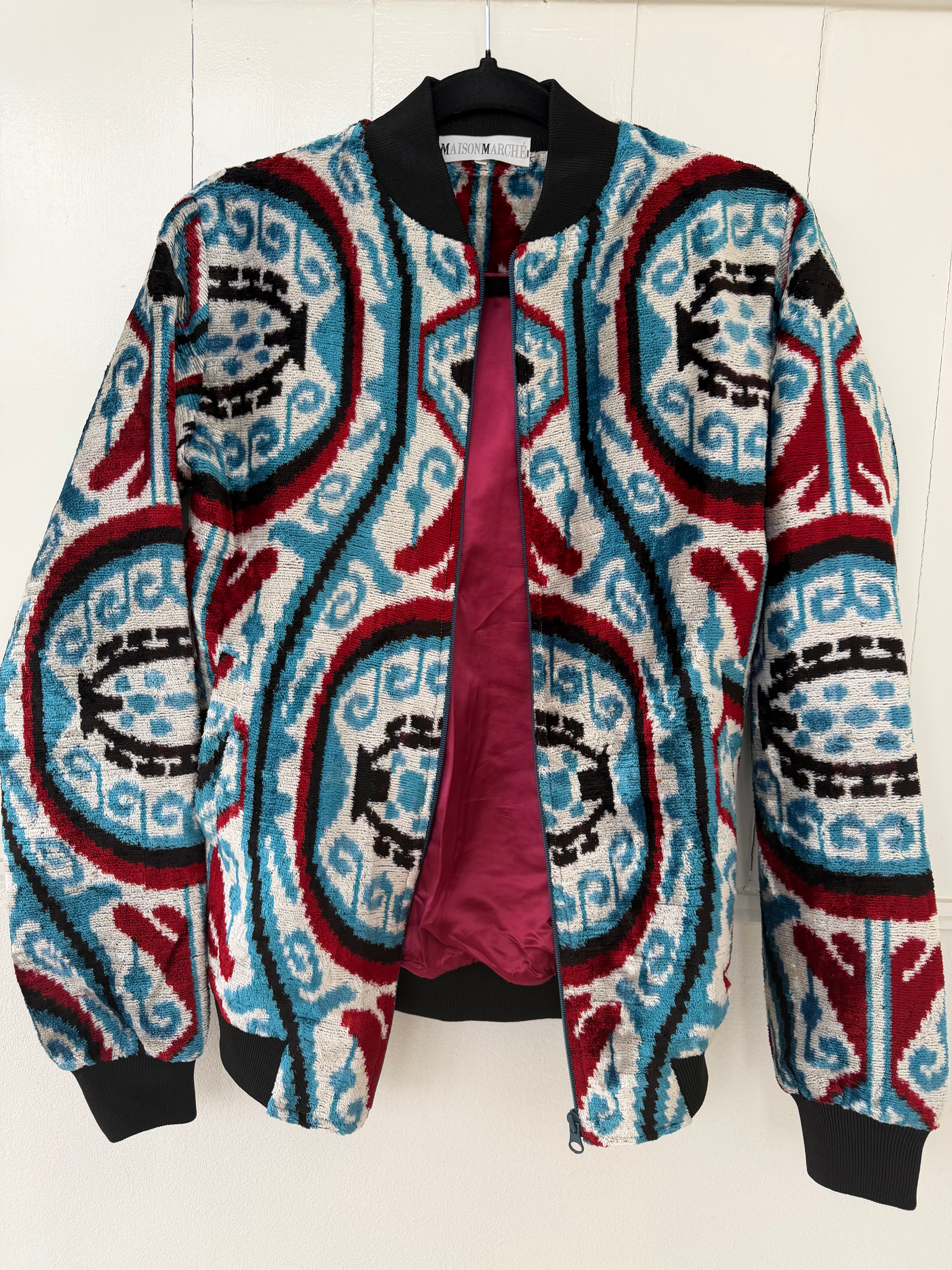Lightweight Sarah "carpet jacket" red, turquoise & ivory