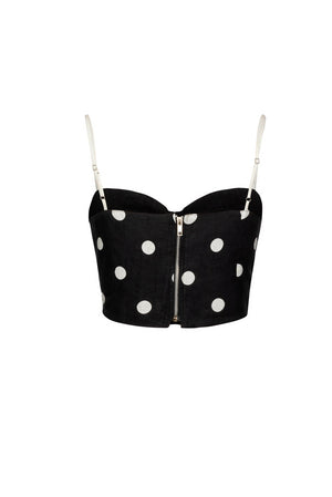 Clemence Top - Black w white polka dot