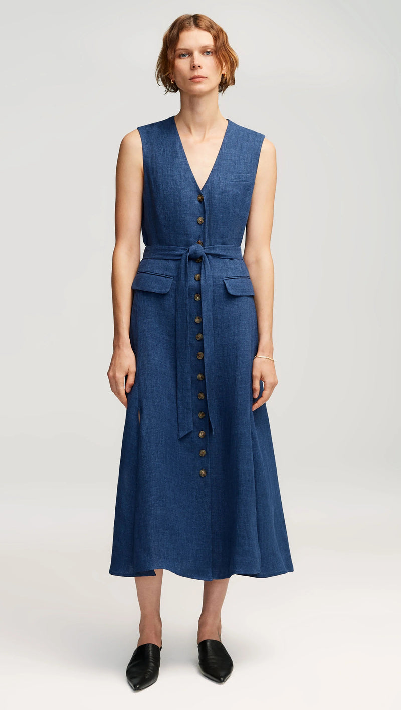 Vest Dress in Linen Denim