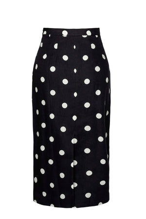 MILA PENCIL SKIRT -Black w white dots