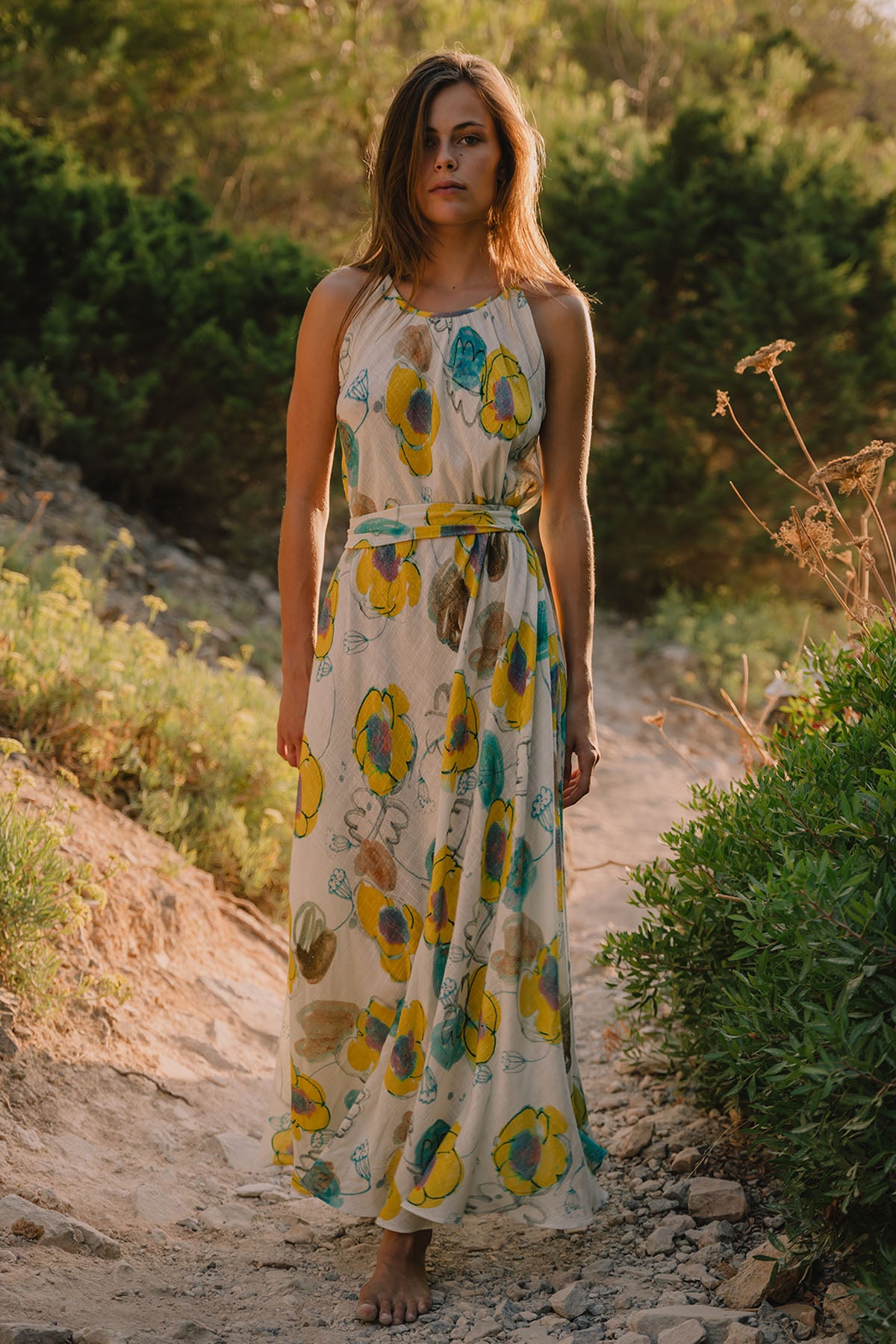 KATIE HALTER ANKLE LENGTH DRESS