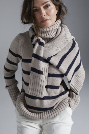 Wynn Stripe Sweater - Oat Navy