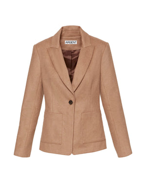 Patch Pocket Blazer in Textured Wool-Camel