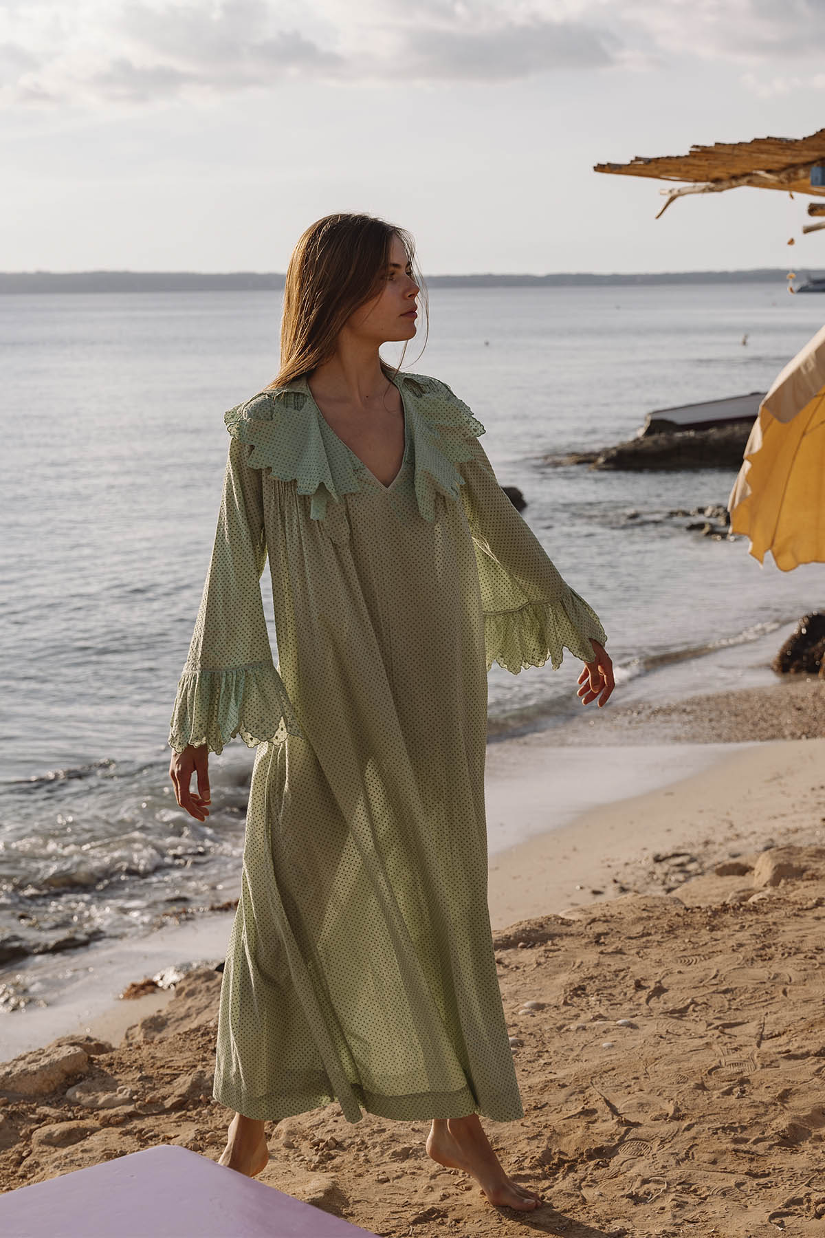 ROMANTIC I LONG SLEEVE KAFTAN I GREEN