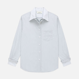 The Double Shirt- Grey Pinstripe