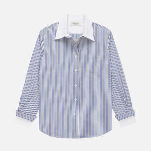 The Double Shirt- Navy Pinstripe