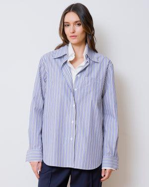 The Double Shirt- Navy Pinstripe