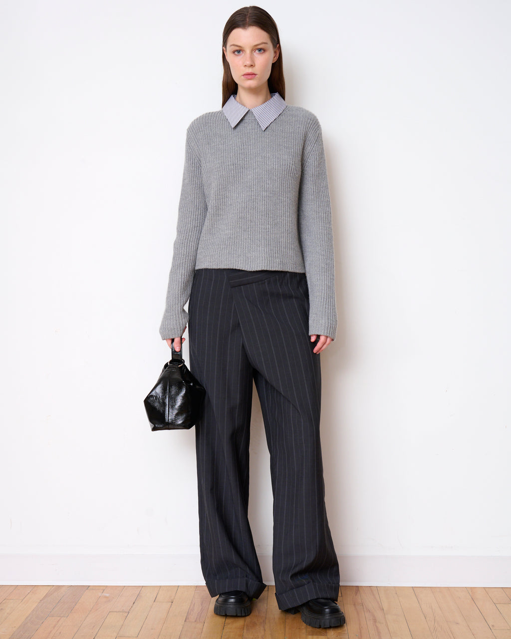 The Lounge Trouser- Charcoal Stripe