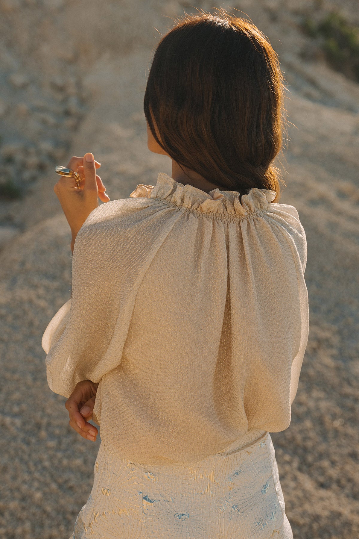 RAQUEL FRILL NECK PEASANT TOP