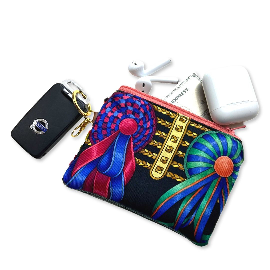Vintage Hermes keychain bag Rubans du Cheval Noir Coffee Run Keychain Bag at Vintage Luxe Up