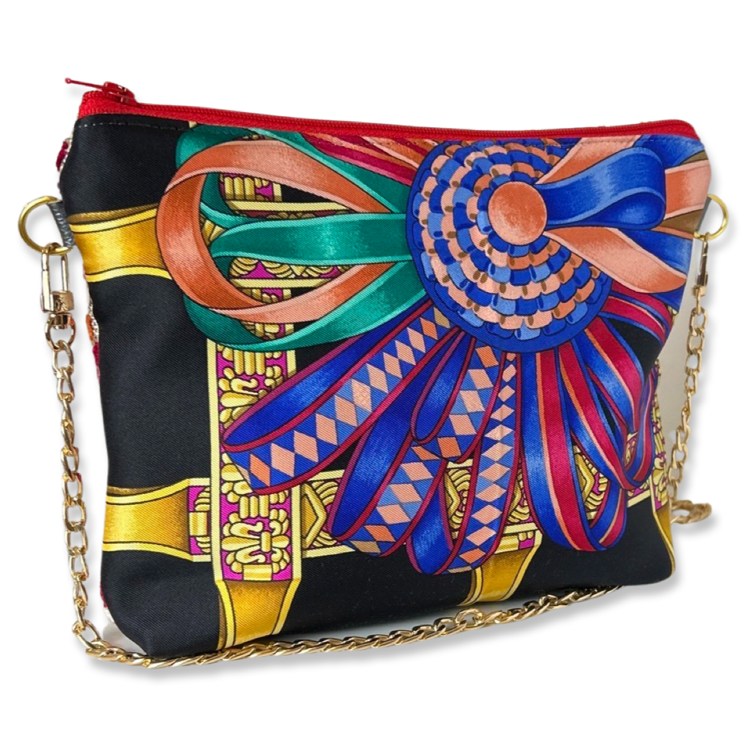 Vintage Hermes Crossbody Bag Rubans du Cheval Noir Vintage Silk Scarf Crossbody Bag at Vintage Luxe Up
