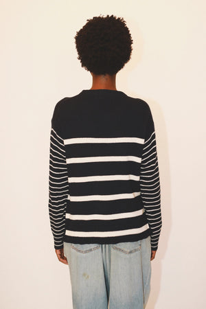 NIC STRIPED SWEATER - NAVY