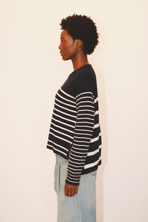 NIC STRIPED SWEATER - NAVY