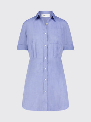 Satie - Short Sleeve Yoke Detail Dress - Cornflower Blue