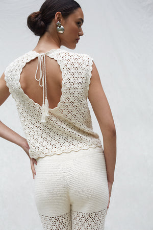 Sarah Crochet Top - Ivory