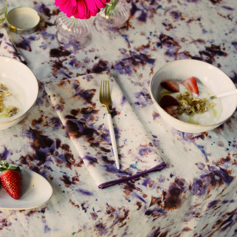 Rose Marble Plum Trim Tablecloth