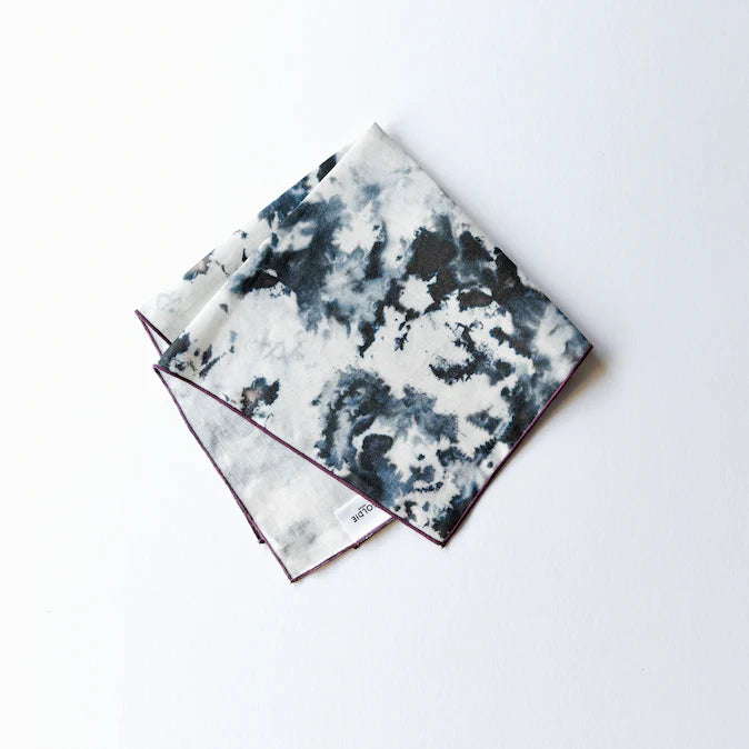 Grey Marble Napkins with Maroon Trim - Set of 4