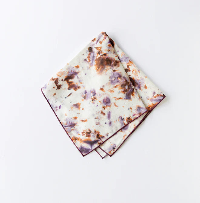Rose Marble Napkins with Plum Trim - Set of 4