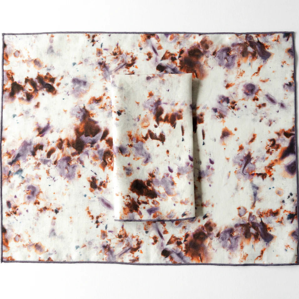 Rose Marble Placemats with Plum Trim - Set of 4