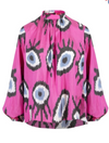 BUBBLE BLOUSE - Pink evil eye print