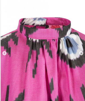 BUBBLE BLOUSE - Pink evil eye print