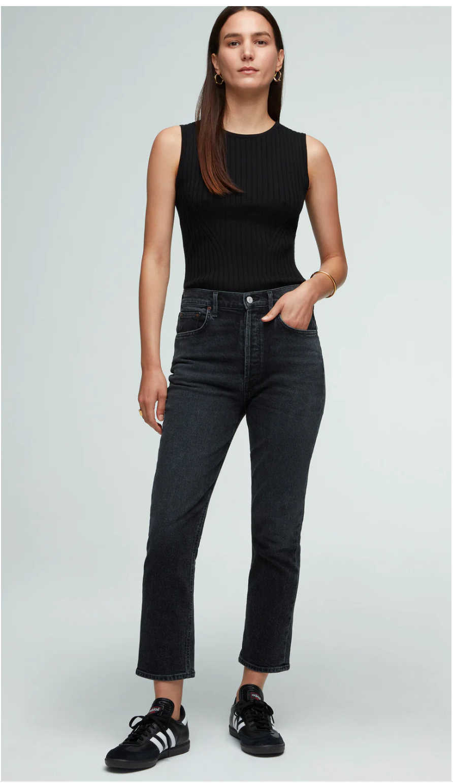 Agolde Riley Hi-Rise Crop Jean off-black