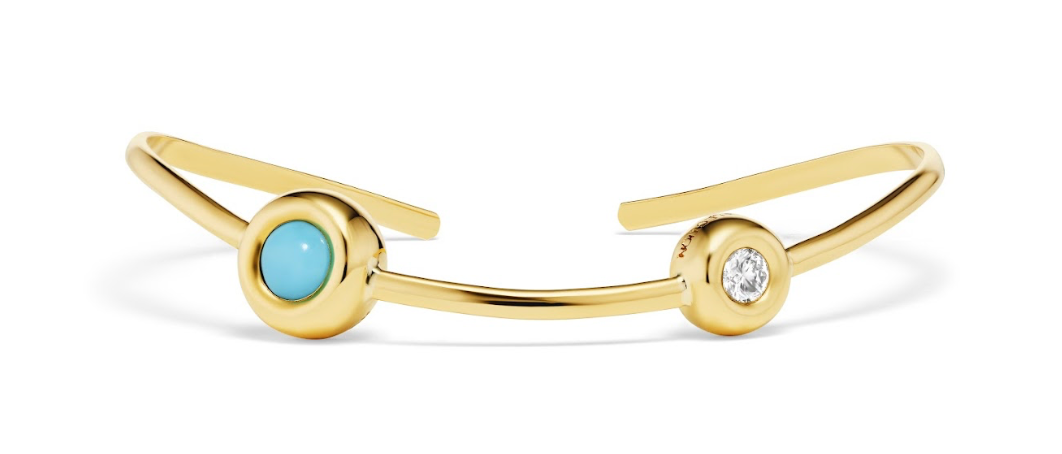 WAVE CUFF WITH TURQUOISE &  DIAMOND