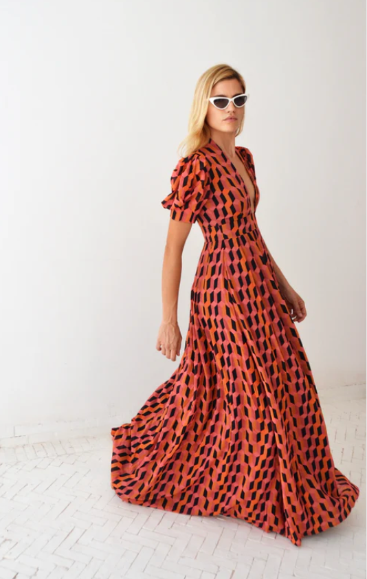 MOROCCAN DRESS ORANGE & PINK