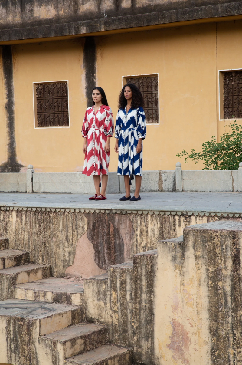 BLUE ZIG ZAG DRESS