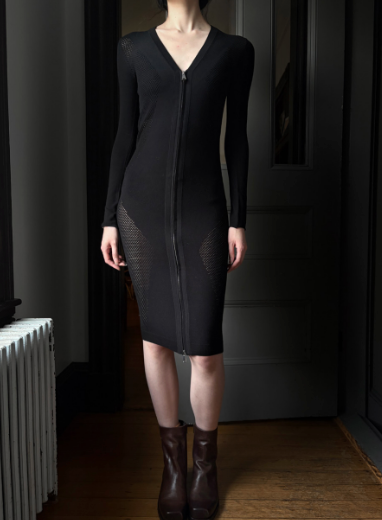 MESH ZIP FRONT DRESS