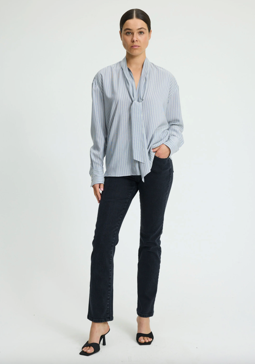 PAIGE TOP - Blue & White Stripe