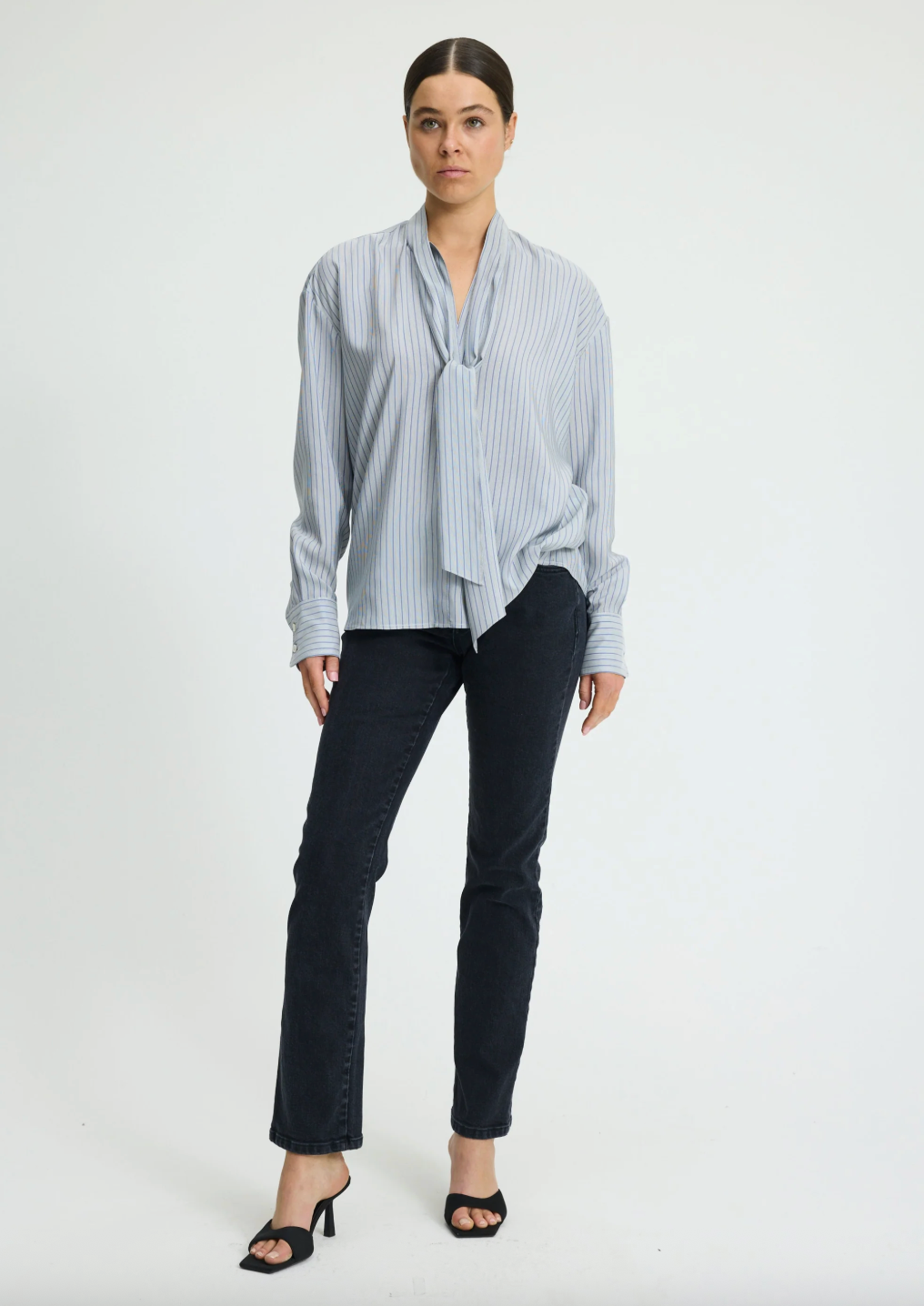 PAIGE TOP - Blue & White Stripe