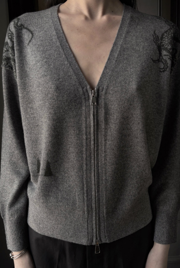 CASHMERE TATTOO HAND JACQUARD CARDIGAN