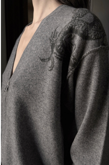 CASHMERE TATTOO HAND JACQUARD CARDIGAN