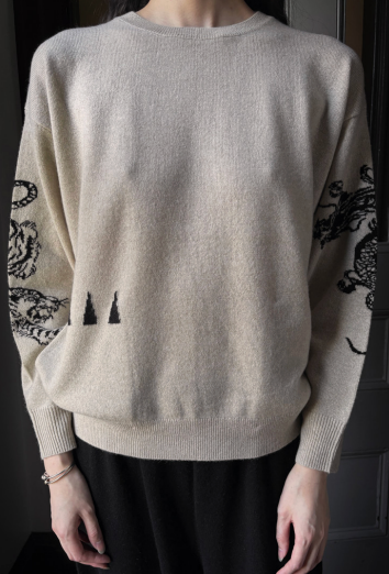 CASHMERE OVERSIZED TATTOO JACQUARD CREW