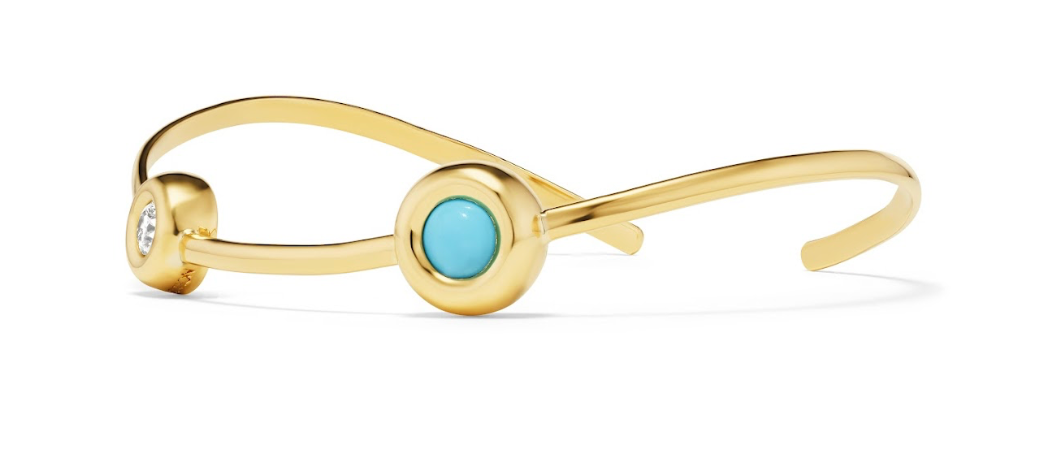 WAVE CUFF WITH DIAMOND & TURQUOISE