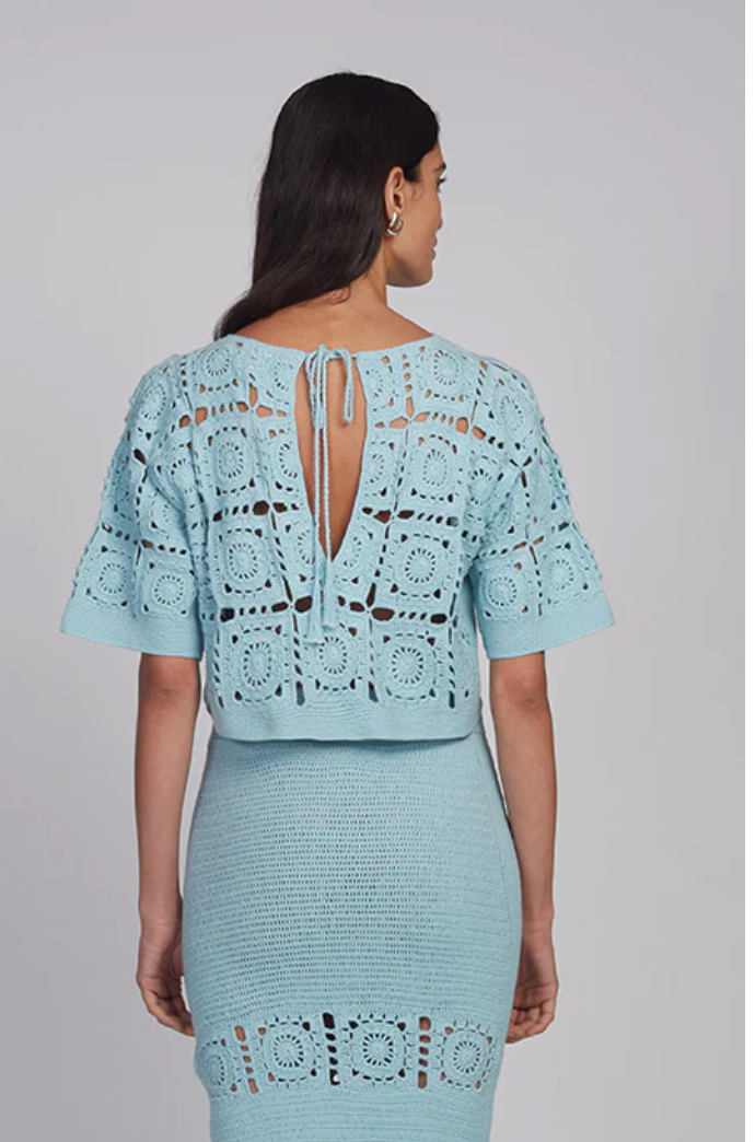 ARDEN CROCHET TOP I SKY BLUE