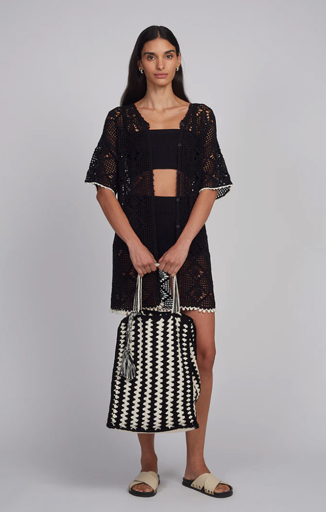 VERA TOTE BAG I IVORY/BLACK
